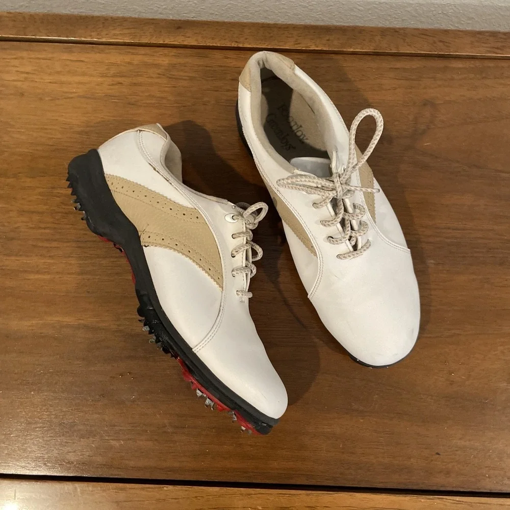 FootJoy Greenjoys 48392 Womens White/Beige Golf Shoes Cleats Size 8 M